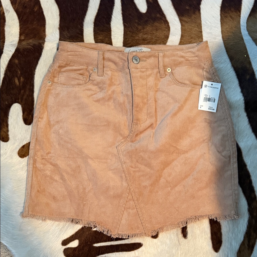 Love Tree Camel Corduroy Mini Skirt